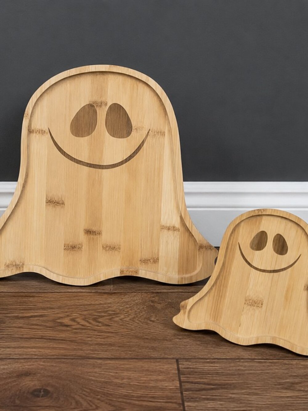 Bencailor 3 Pc Halloween Ghost Wooden Serving Tray Set